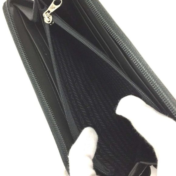 00751098# Prada Wallet Long Logo Plate Nylon Zip Around - Picture 7 of 9